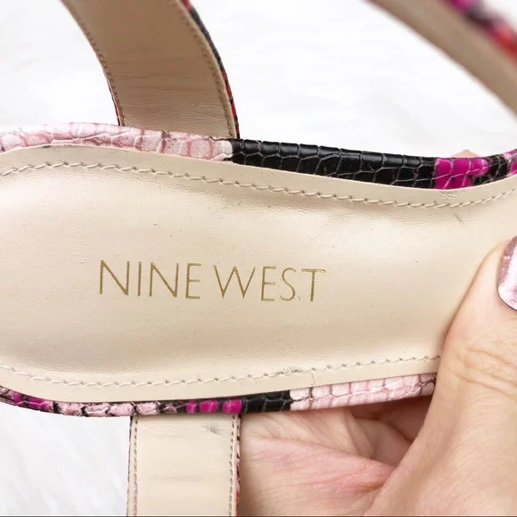 New Nine West Pruce Ankle Strap Block Heel Sandals - Picture 4 of 11